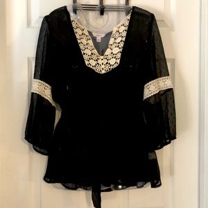 Black Sheer with Crochet Top